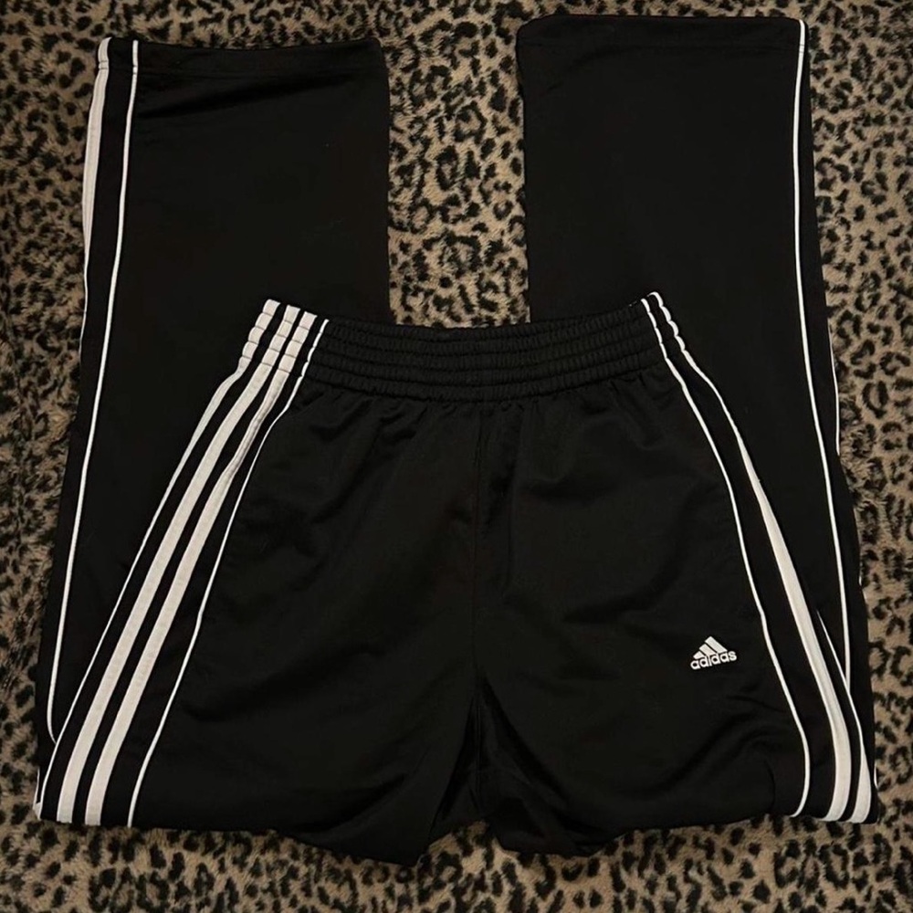 Adidas Black Joggers with White Stripes